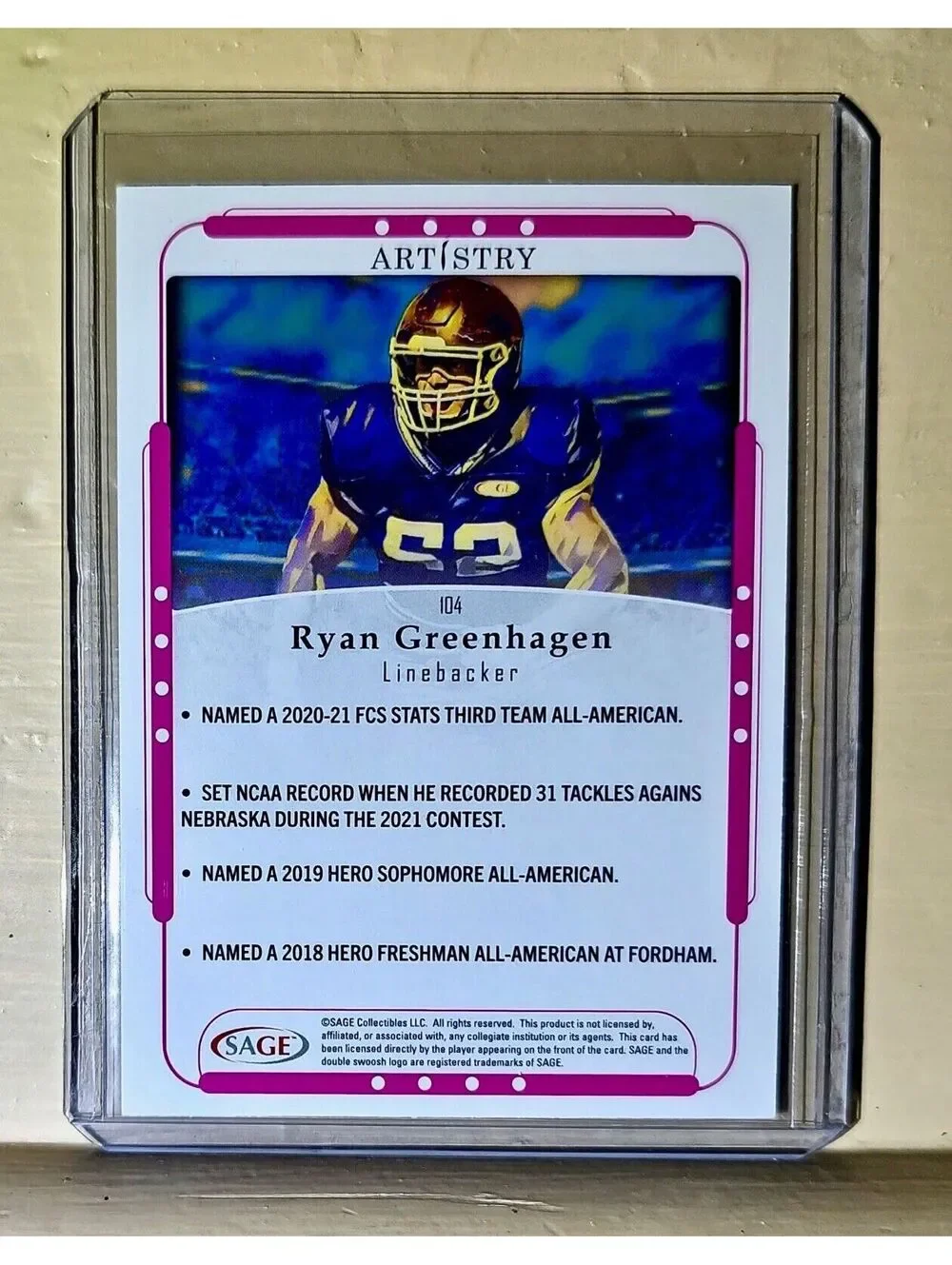 Ryan Greenhagen 2023 SAGE NFL Artistry Football #104 Card